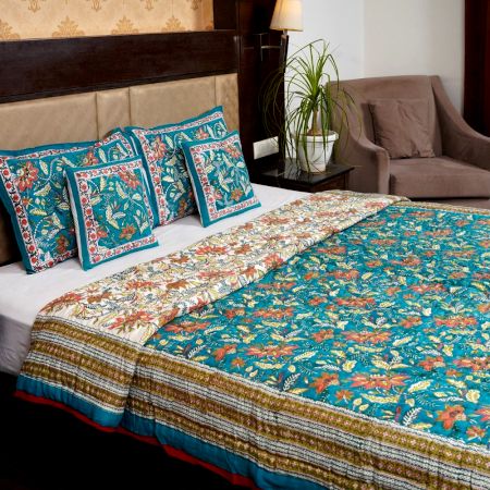 Teal Blossom Cotton Quilt